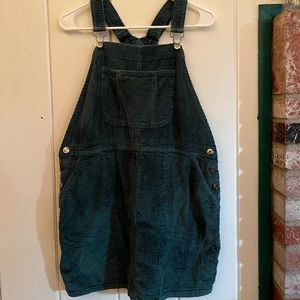 Teal Corduroy Overall Dress